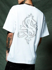 【SUPPLIER】Spray Cross Rhinestone Tee