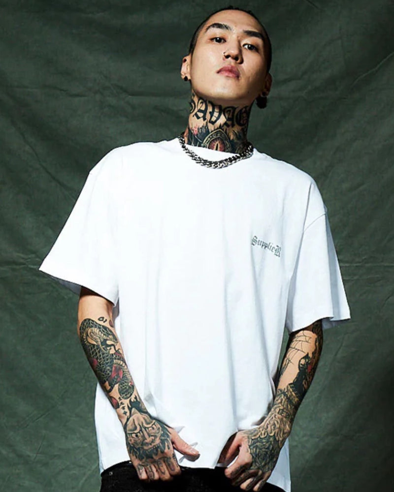 【SUPPLIER】Spray Cross Rhinestone Tee