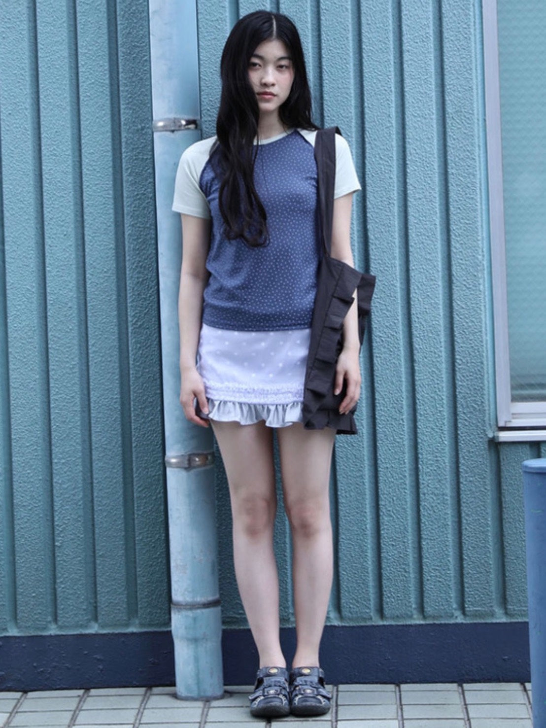 【Uglyshadow】 MESH STAR RUFFLE MINI SKIRT