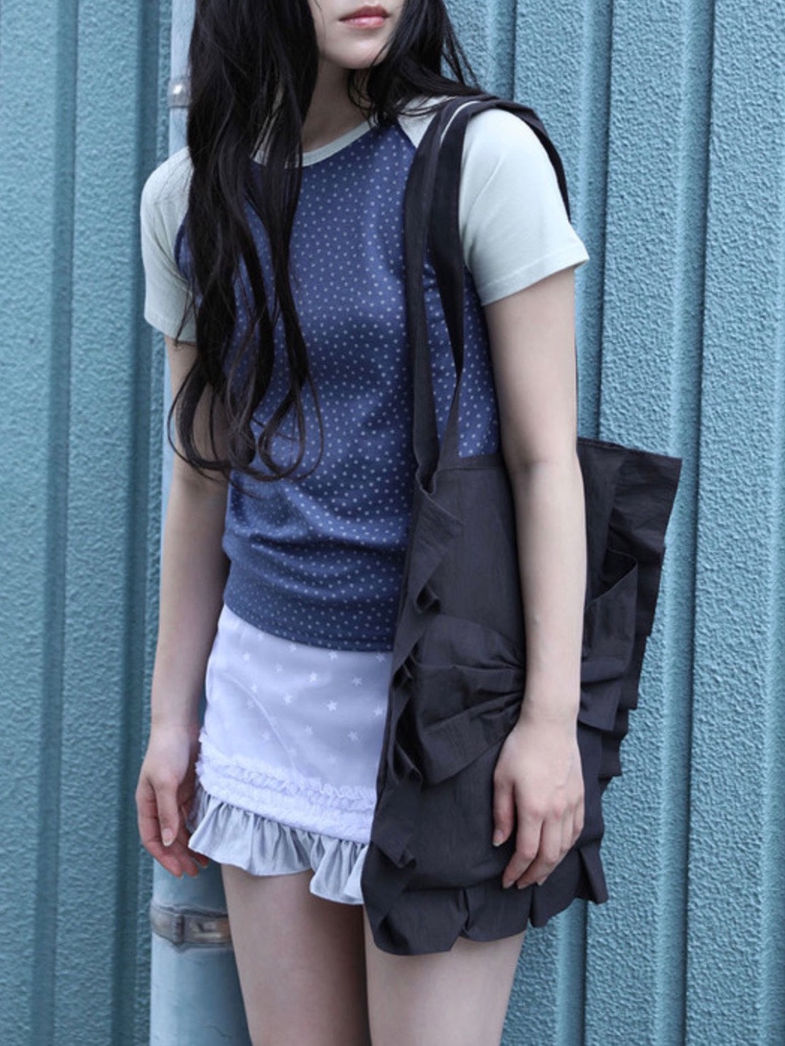 【Uglyshadow】 MESH STAR RUFFLE MINI SKIRT