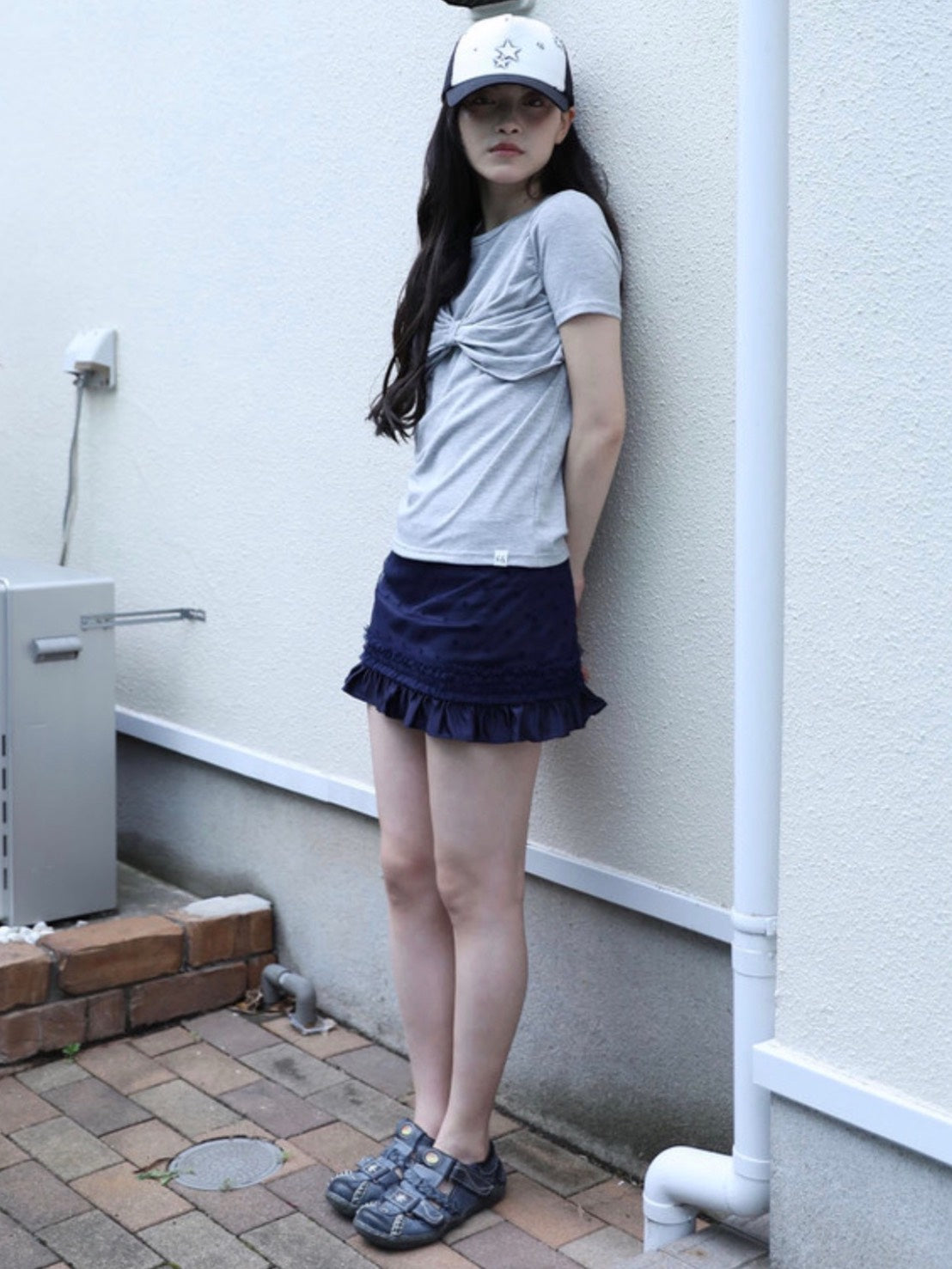 【Uglyshadow】 MESH STAR RUFFLE MINI SKIRT