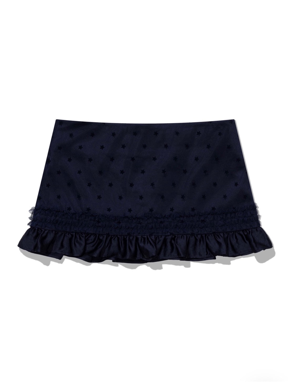 【Uglyshadow】 MESH STAR RUFFLE MINI SKIRT