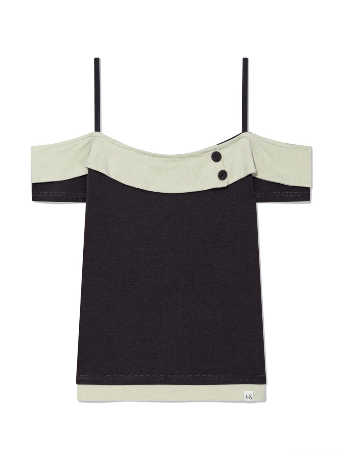 【Uglyshadow】BUTTON CONTRAST OFF-SHOULDER