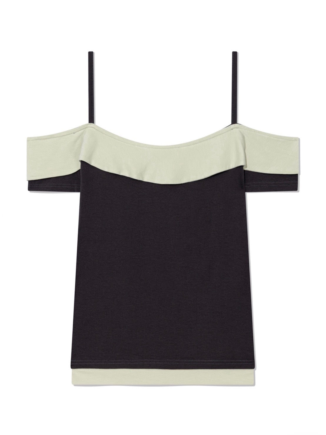 【Uglyshadow】BUTTON CONTRAST OFF-SHOULDER