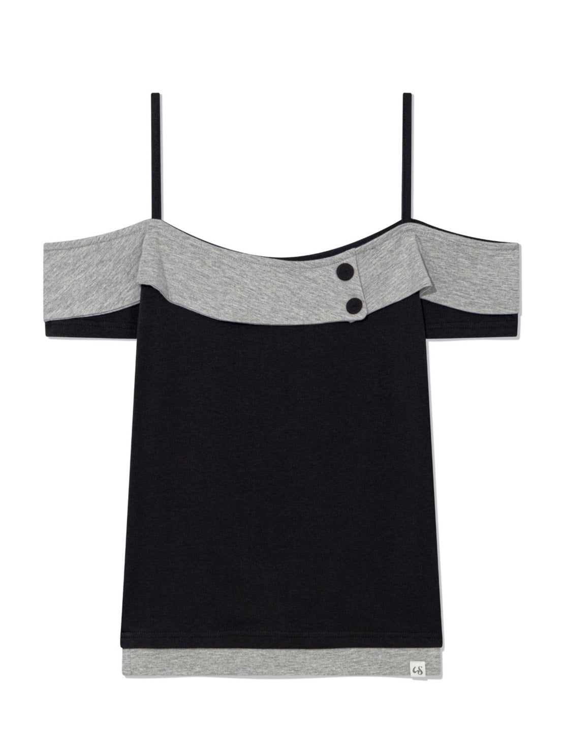 【Uglyshadow】BUTTON CONTRAST OFF-SHOULDER