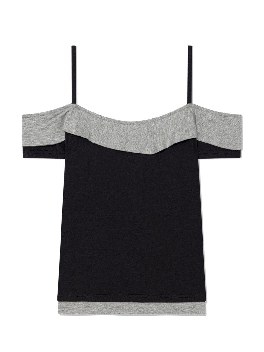 【Uglyshadow】BUTTON CONTRAST OFF-SHOULDER