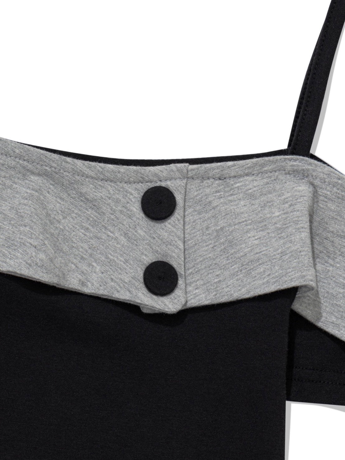 【Uglyshadow】BUTTON CONTRAST OFF-SHOULDER