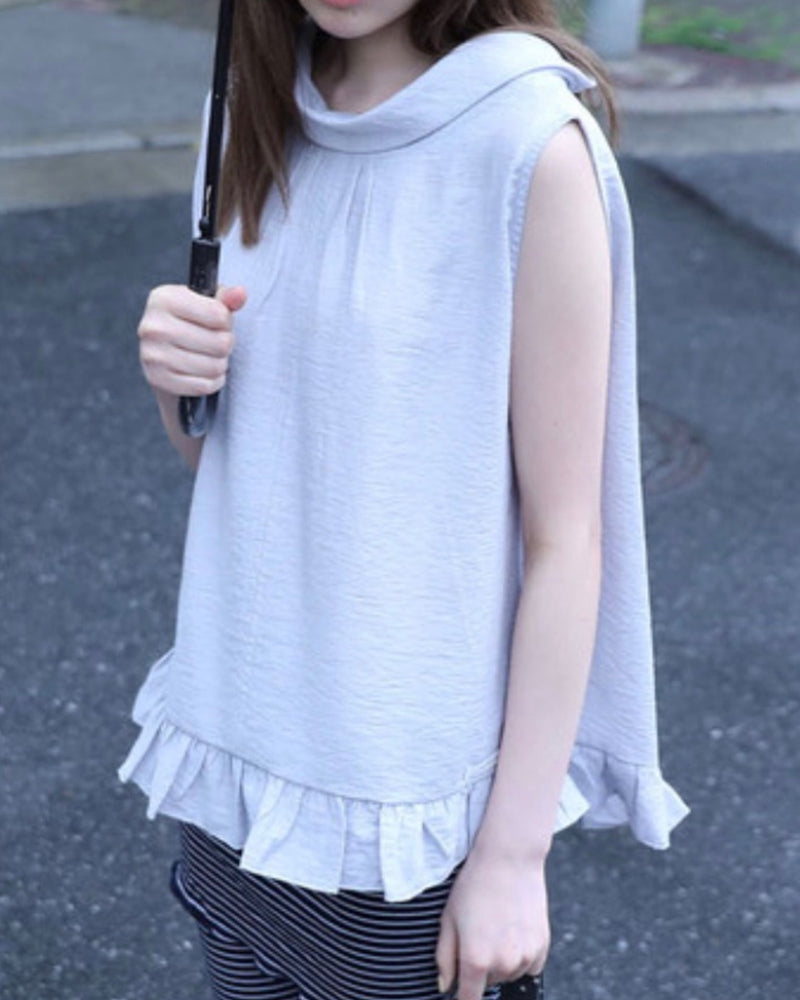 【Uglyshadow】HIGH-NECK FRILL SLEEVELESS