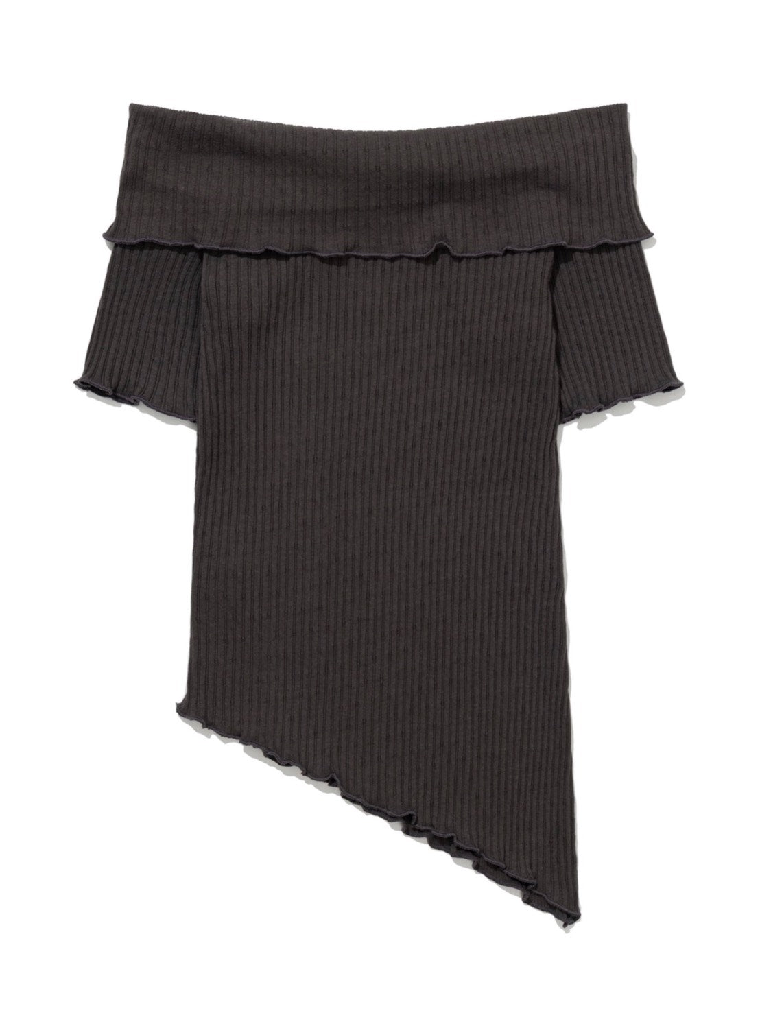 【Uglyshadow】ASYMMETRIC RIB OFF-SHOULDER TEE
