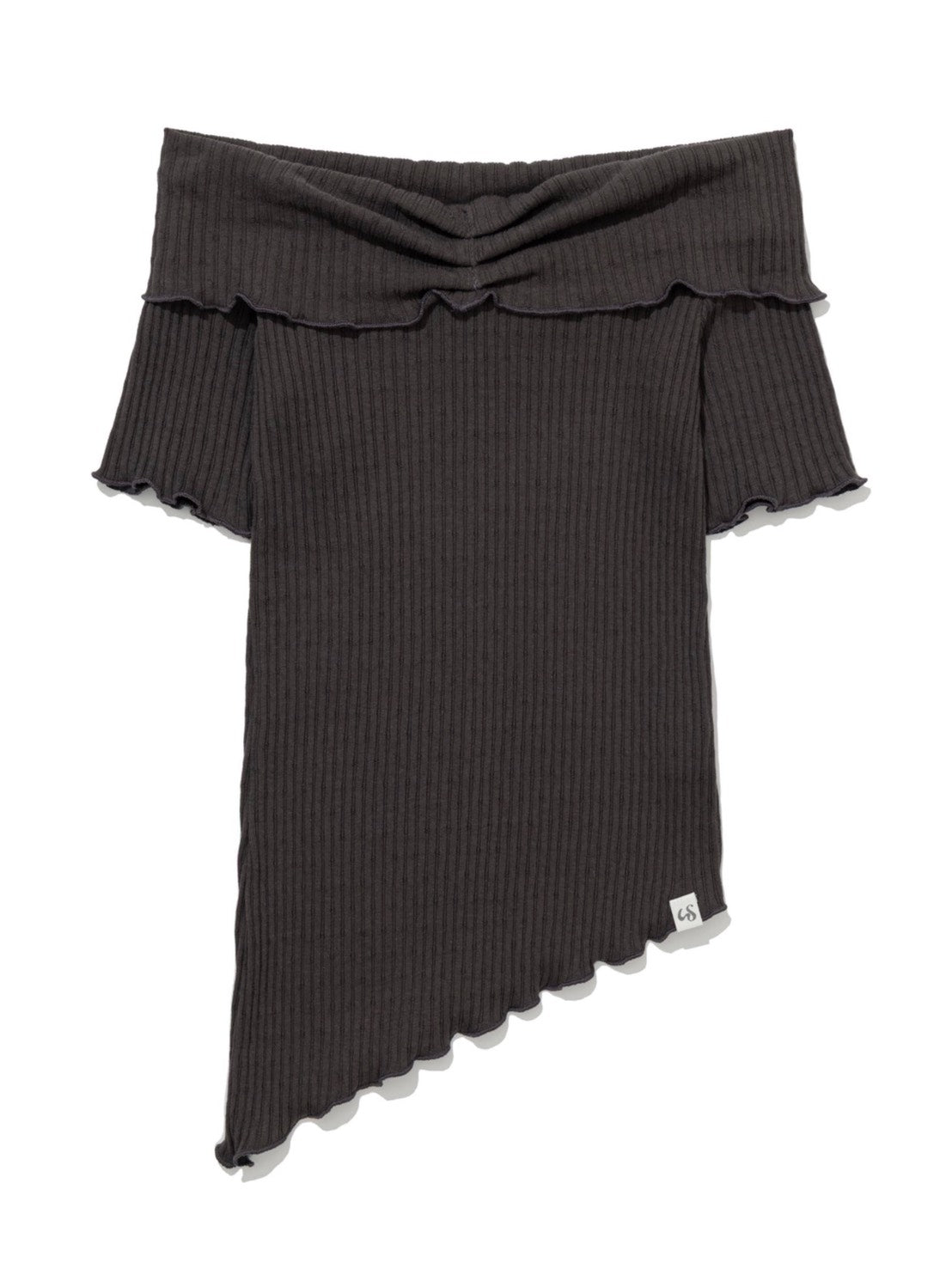 【Uglyshadow】ASYMMETRIC RIB OFF-SHOULDER TEE