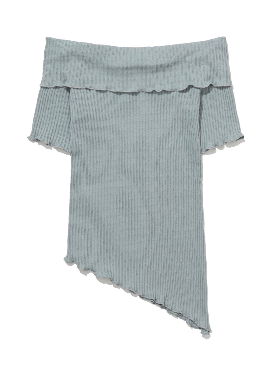 【Uglyshadow】ASYMMETRIC RIB OFF-SHOULDER TEE