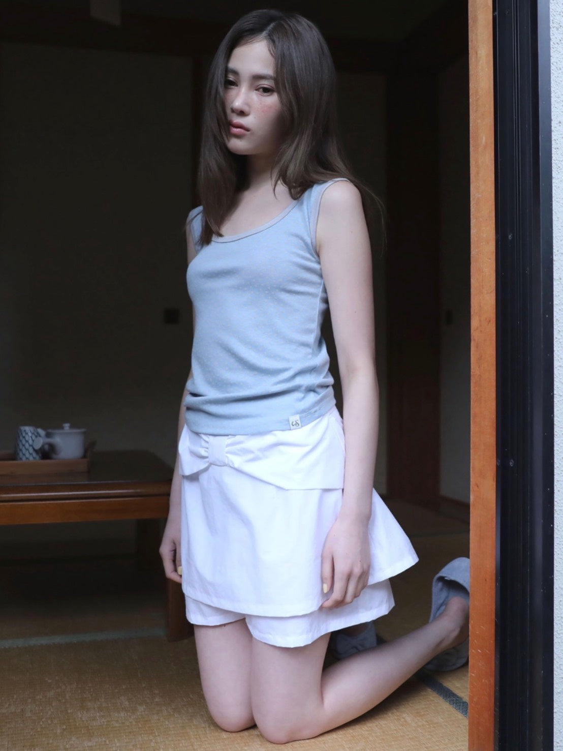 6/15 21:00発売【Uglyshadow】GIANT RIBBON SKIRT PANTS
