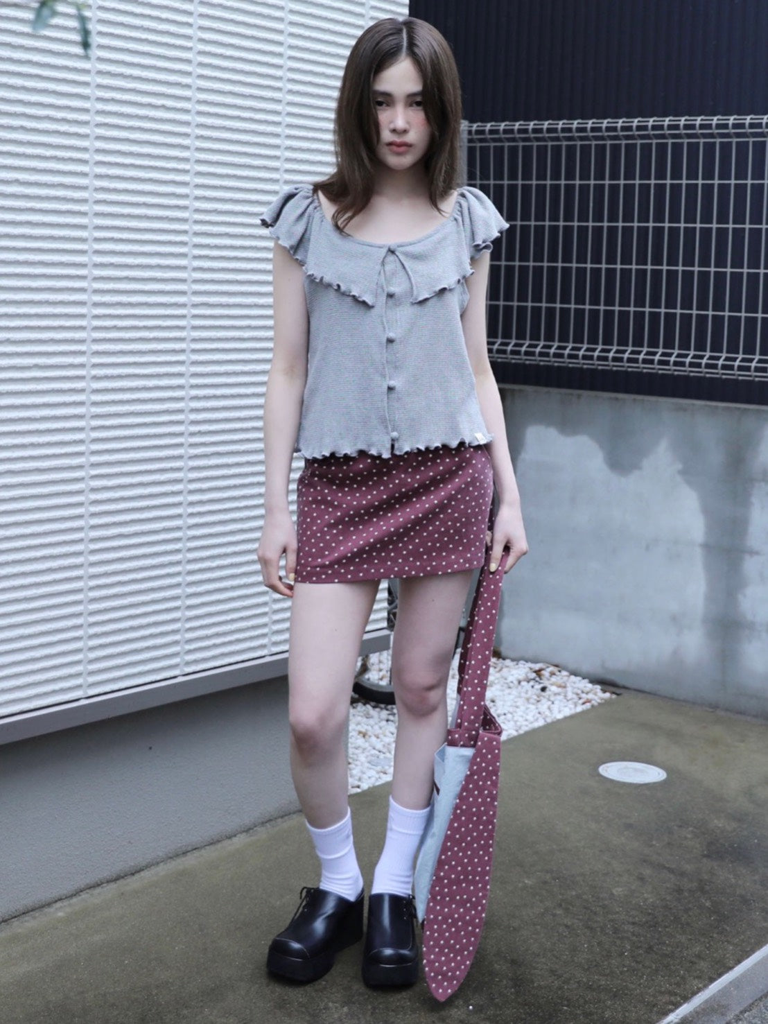 6/15 21:00発売【Uglyshadow】PIGMENT STAR MINI SKIRT