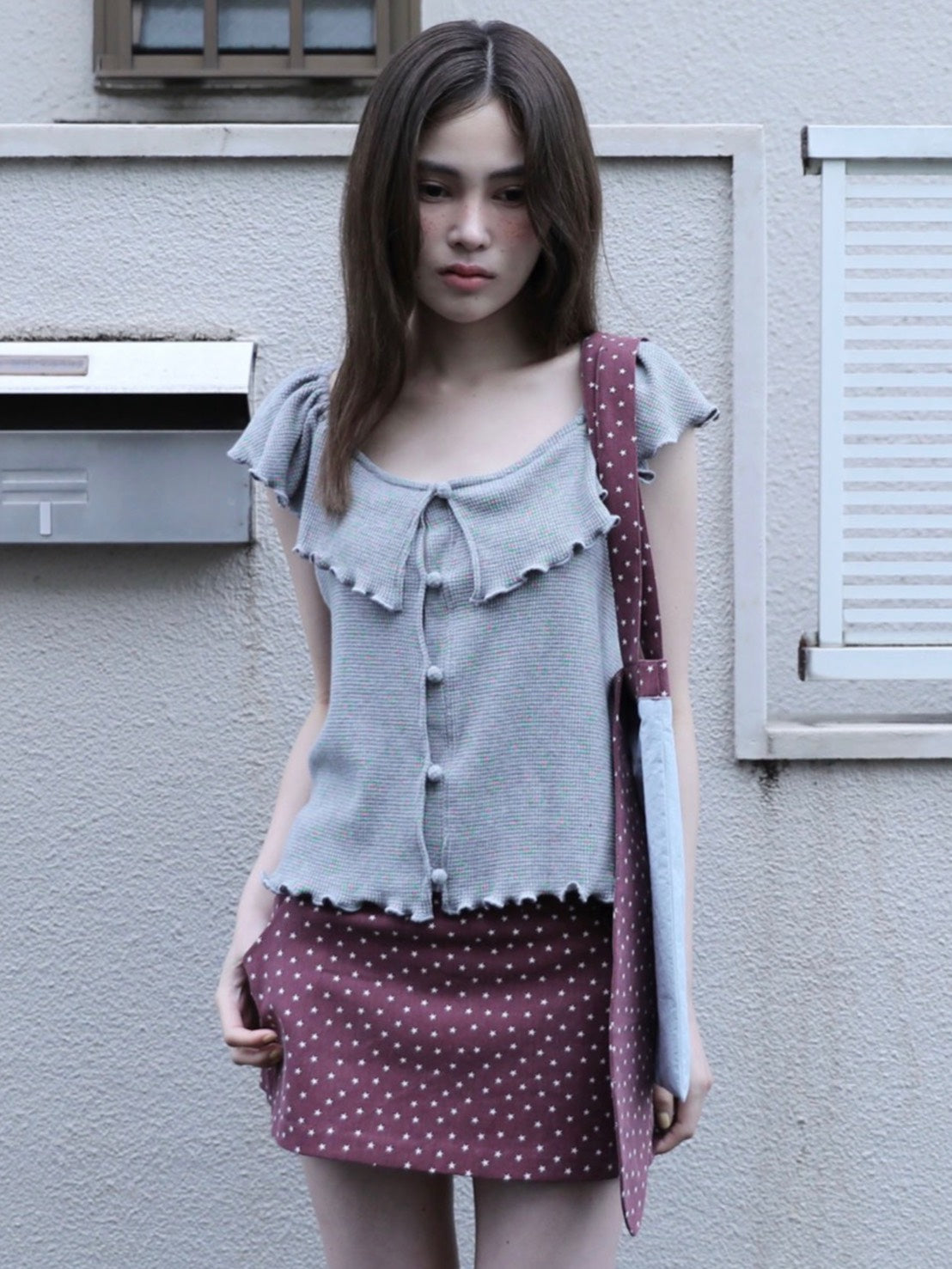 6/15 21:00発売【Uglyshadow】PIGMENT STAR MINI SKIRT