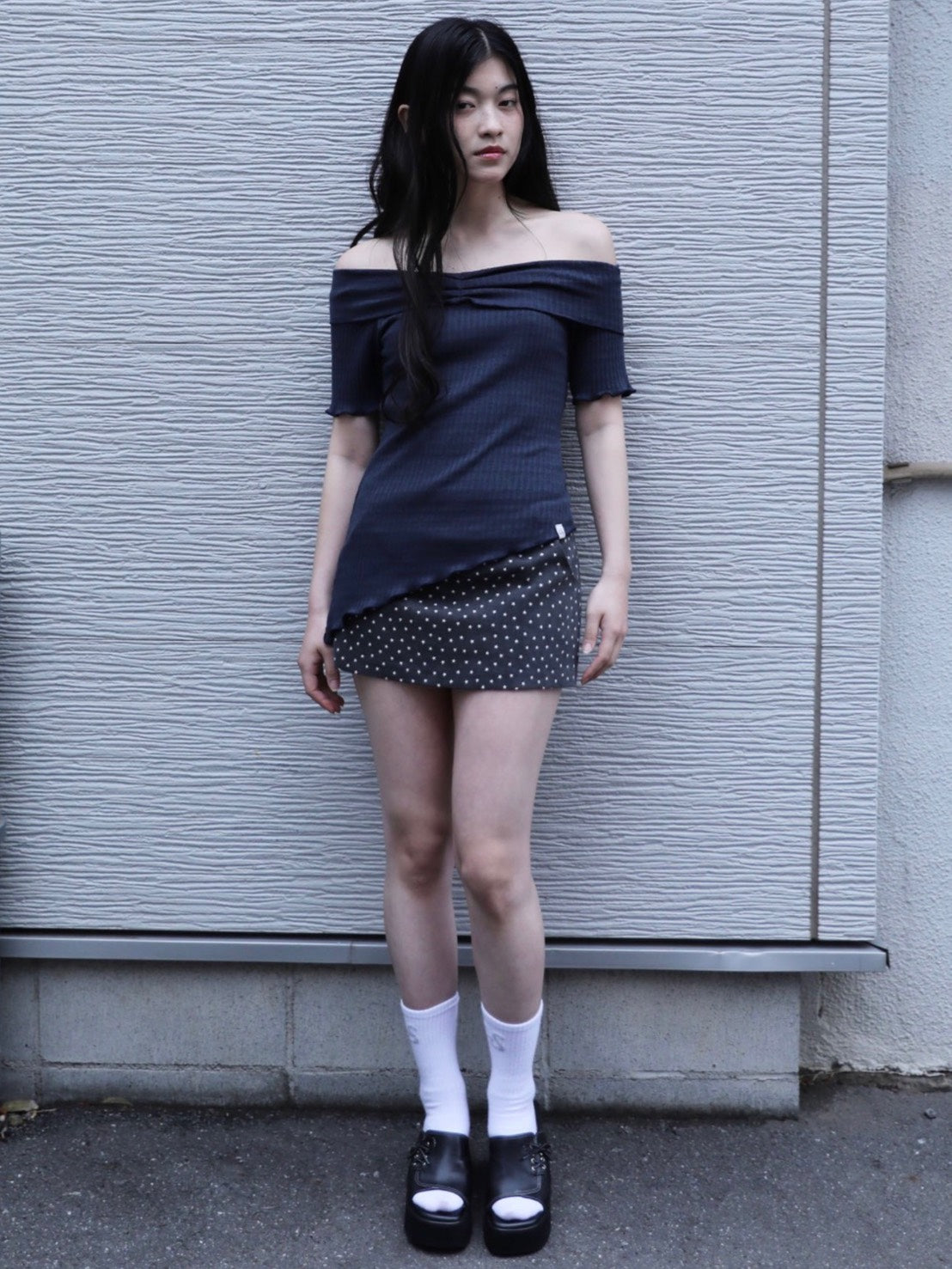 6/15 21:00発売【Uglyshadow】PIGMENT STAR MINI SKIRT