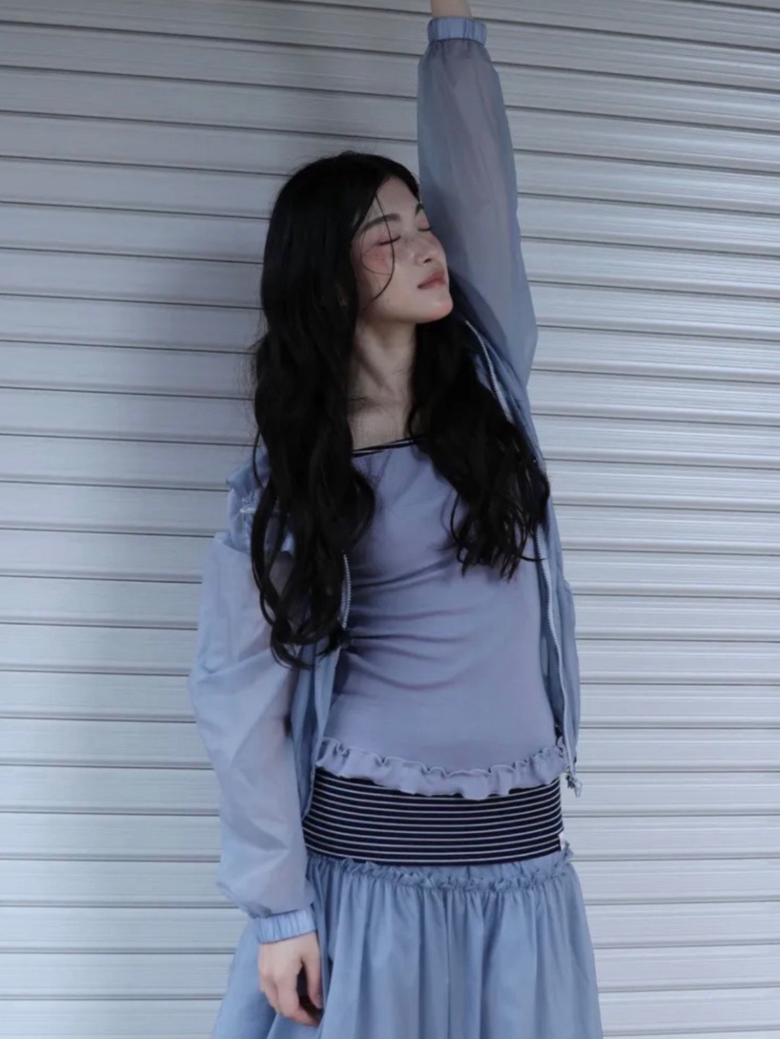 6/15 21:00発売【Uglyshadow】SHINING RUFFLE WINDBREAKER JACKET