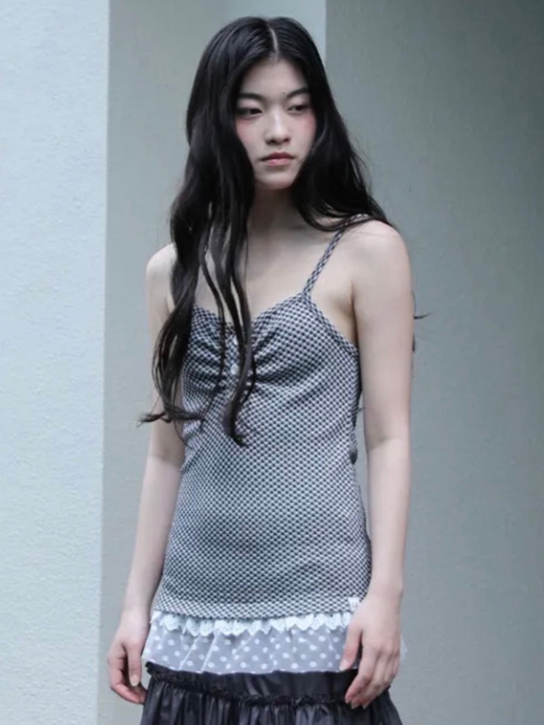 6/15 21:00発売【Uglyshadow】CHECKERED LACE SLEEVELESS 2