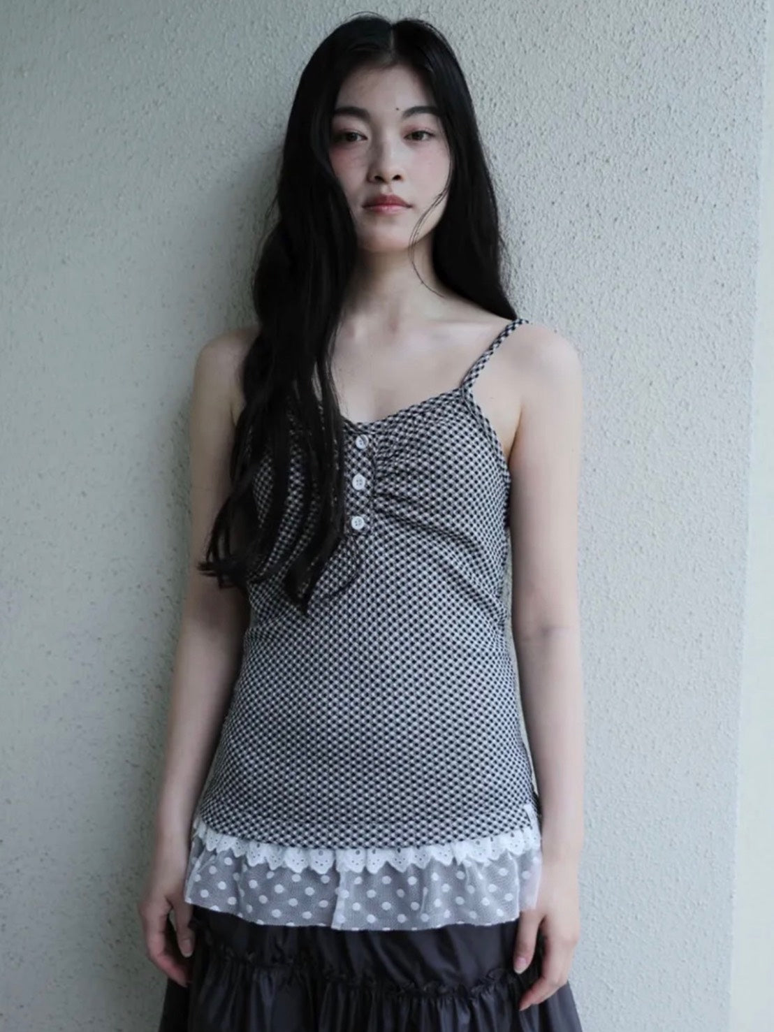 6/15 21:00発売【Uglyshadow】CHECKERED LACE SLEEVELESS 2