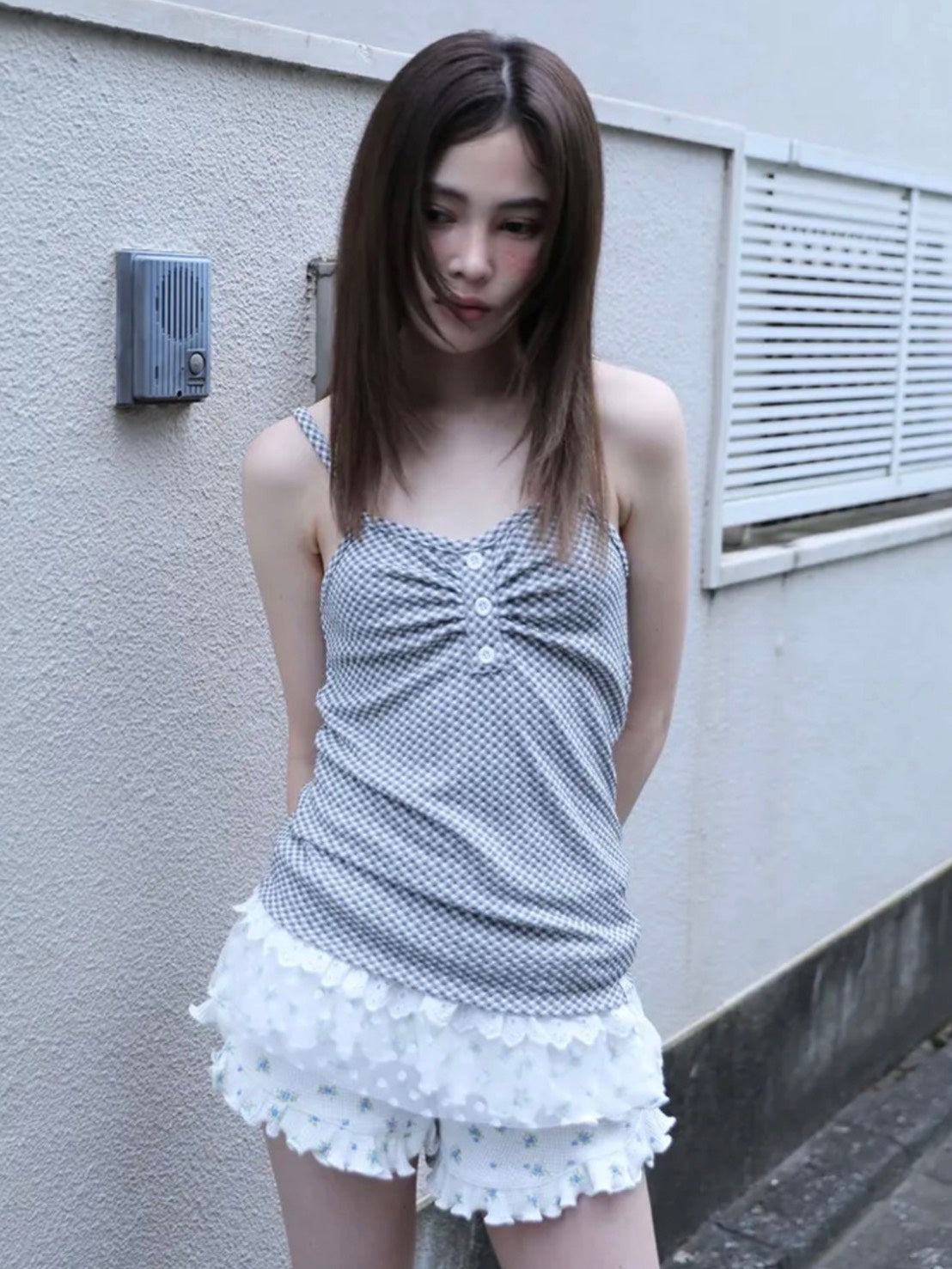 6/15 21:00発売【Uglyshadow】CHECKERED LACE SLEEVELESS 2