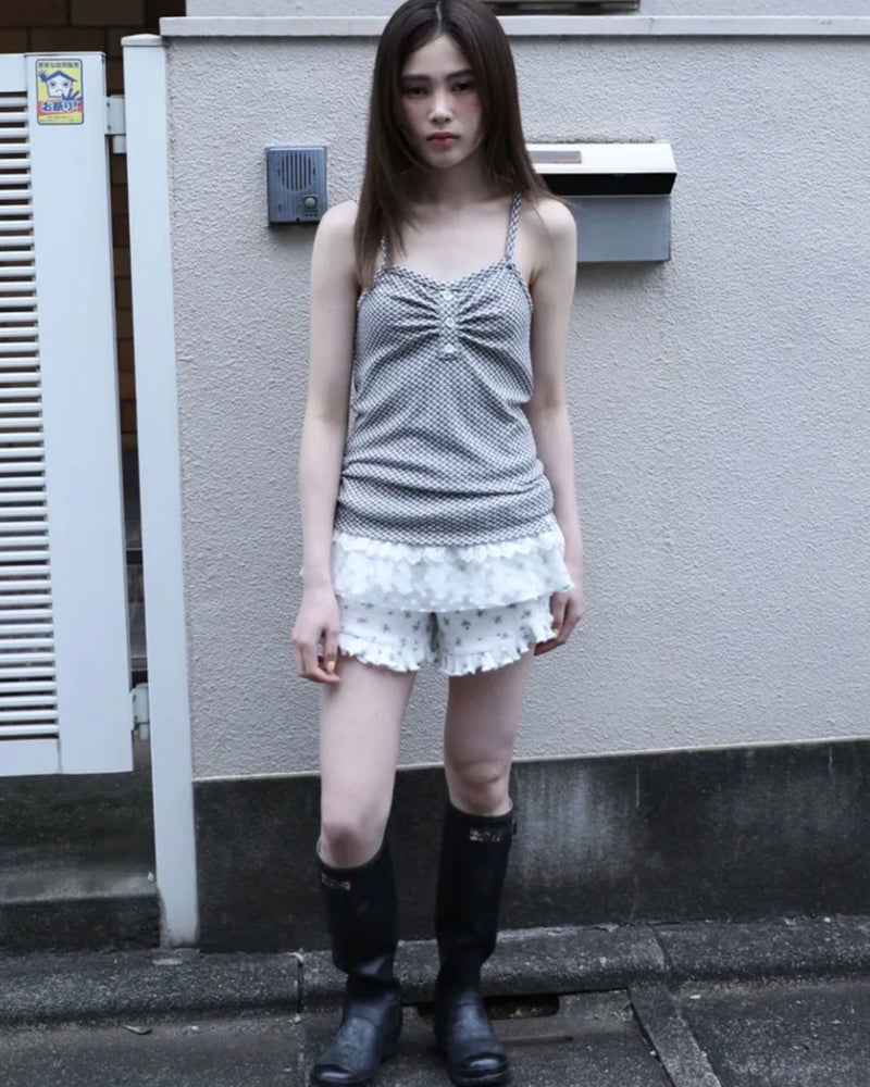 【Uglyshadow】CHECKERED LACE SLEEVELESS 2