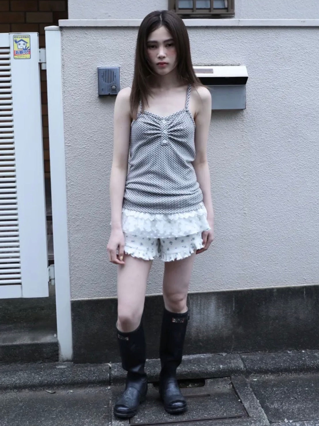 6/15 21:00発売【Uglyshadow】CHECKERED LACE SLEEVELESS 2