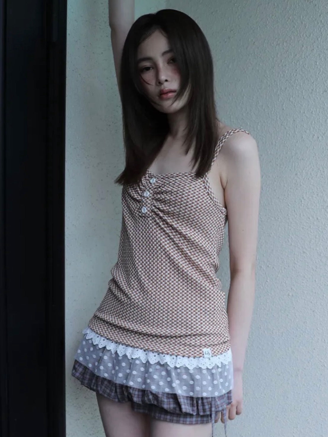 6/15 21:00発売【Uglyshadow】CHECKERED LACE SLEEVELESS 2