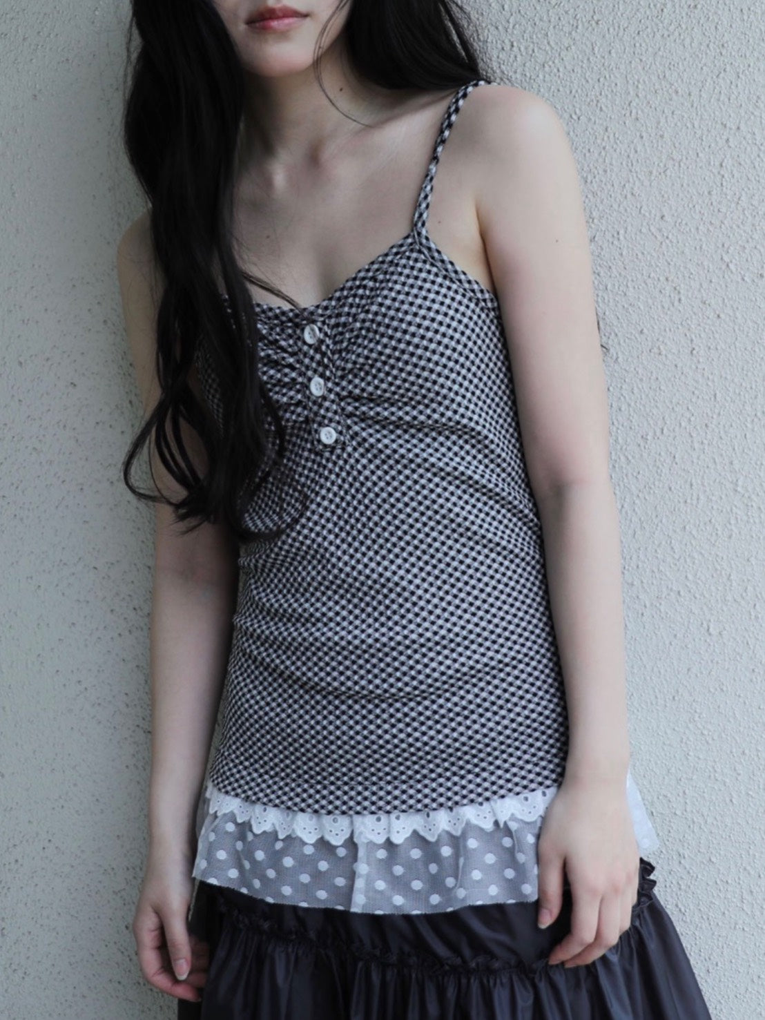 6/15 21:00発売【Uglyshadow】CHECKERED LACE SLEEVELESS 2
