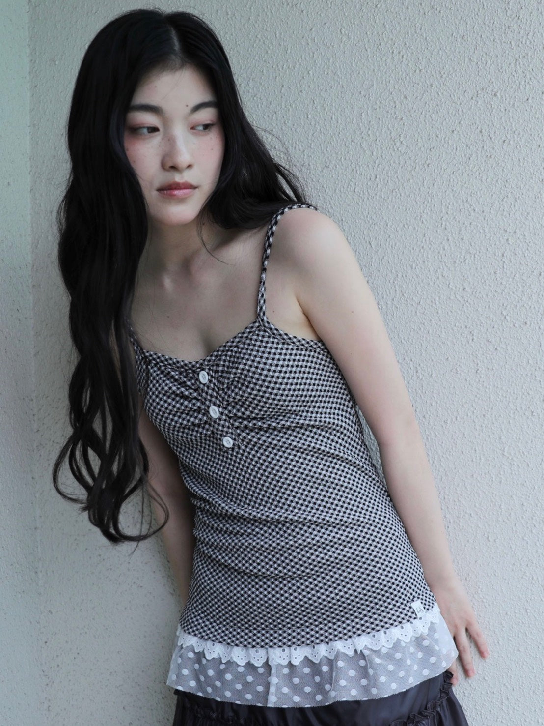6/15 21:00発売【Uglyshadow】CHECKERED LACE SLEEVELESS 2
