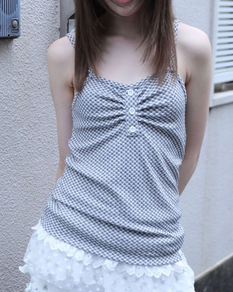 【Uglyshadow】CHECKERED LACE SLEEVELESS 2