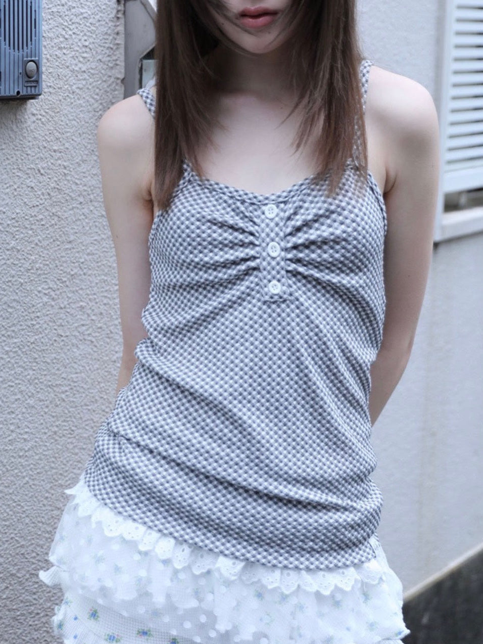 6/15 21:00発売【Uglyshadow】CHECKERED LACE SLEEVELESS 2