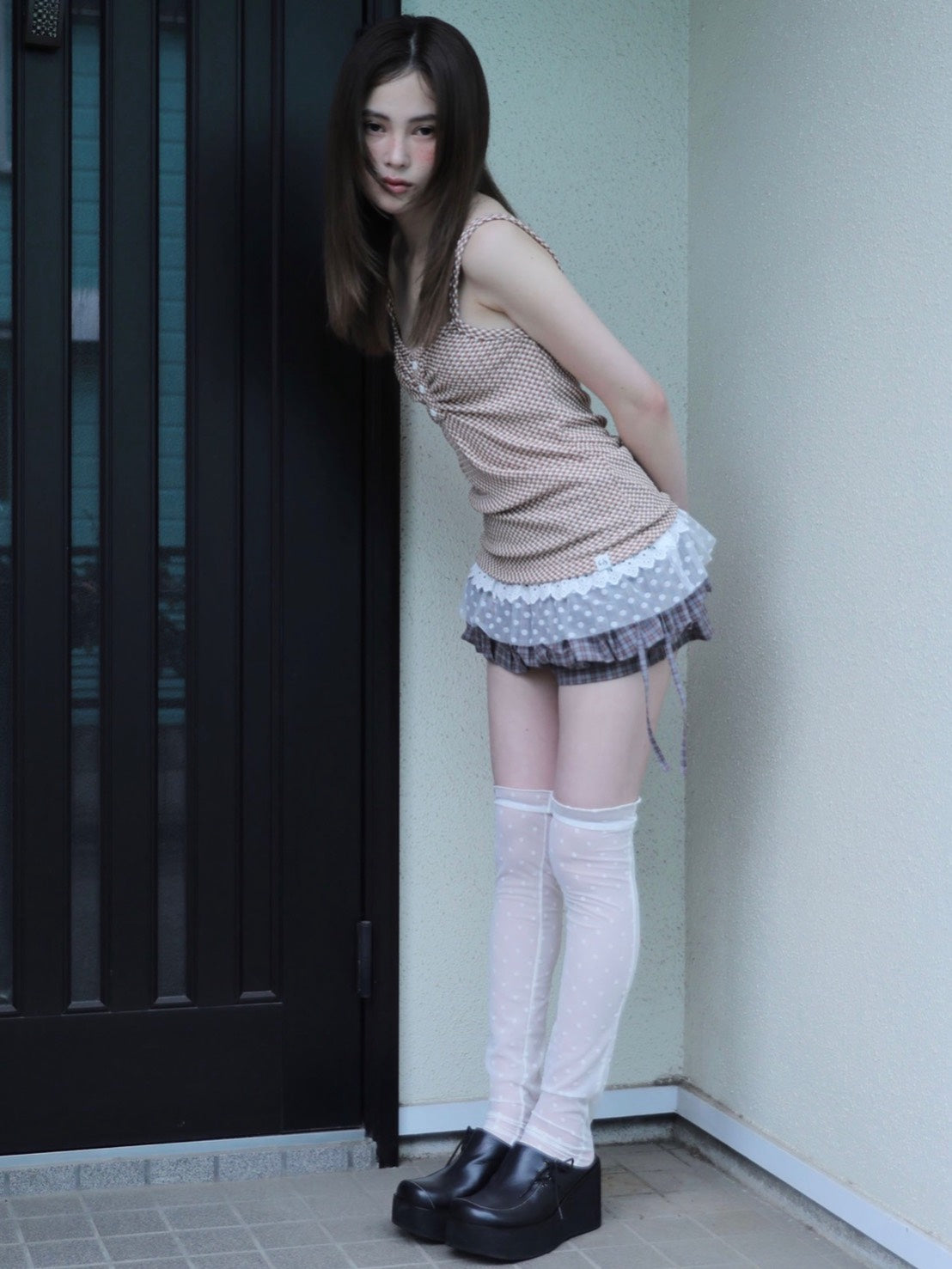6/15 21:00発売【Uglyshadow】CHECKERED LACE SLEEVELESS 2
