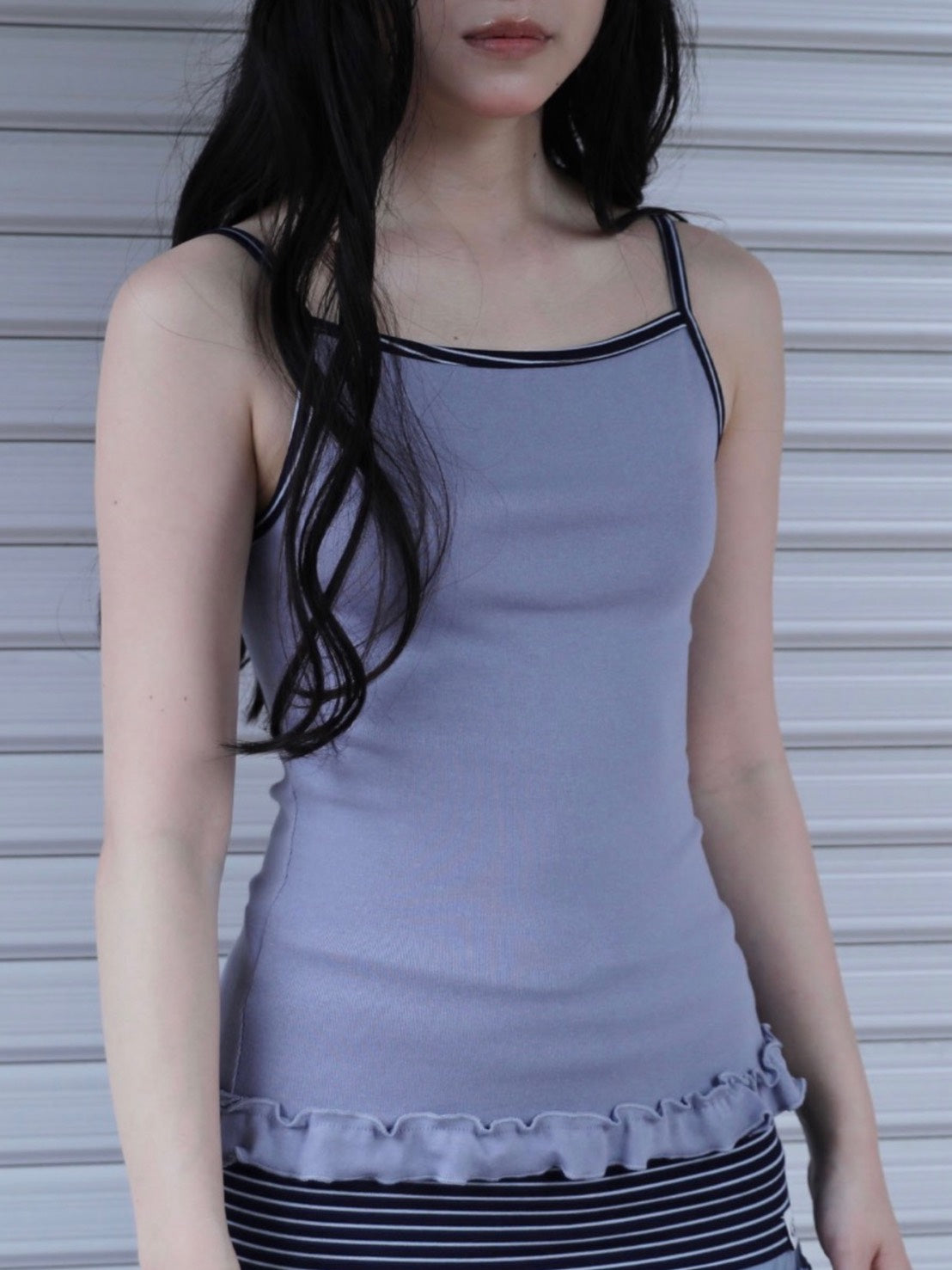 6/15 21:00発売【Uglyshadow】ST FRILL CONTRAST SLEEVELESS