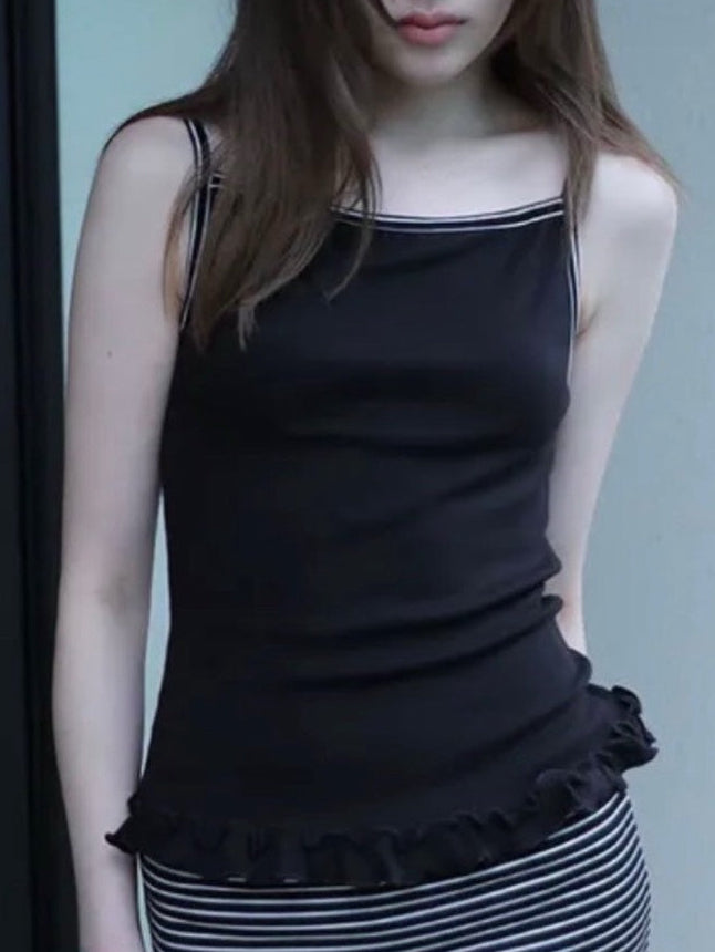 6/15 21:00発売【Uglyshadow】ST FRILL CONTRAST SLEEVELESS