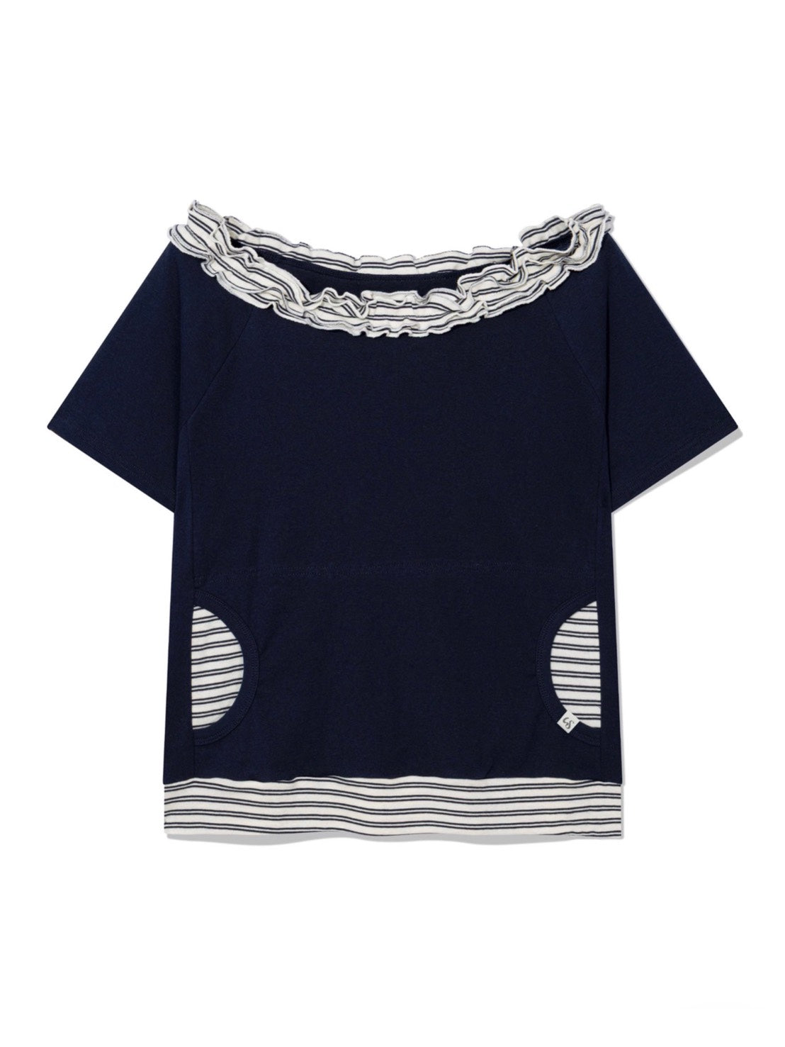 6/15 21:00発売【Uglyshadow】STRIPE FRILL OFF-SHOULDER