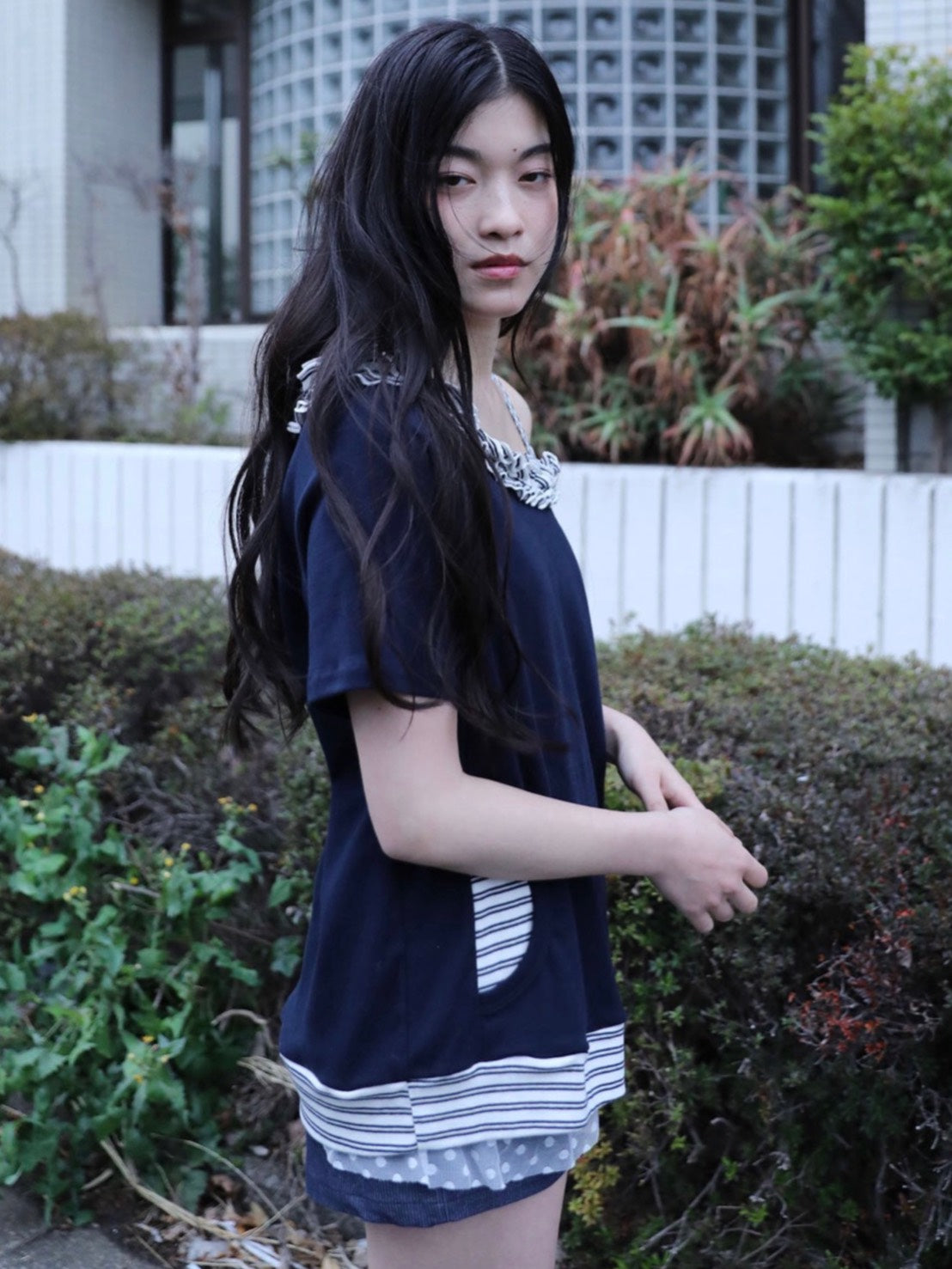 6/15 21:00発売【Uglyshadow】STRIPE FRILL OFF-SHOULDER