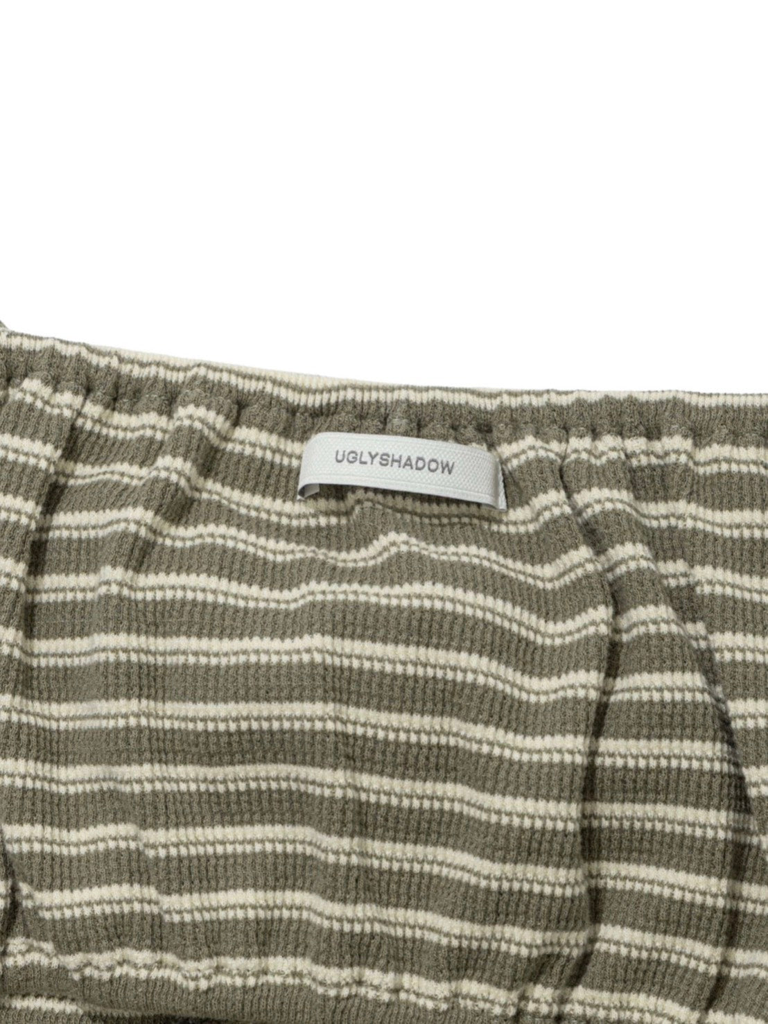 6/15 21:00発売【Uglyshadow】STRIPE SHIRRING FLARE TOP