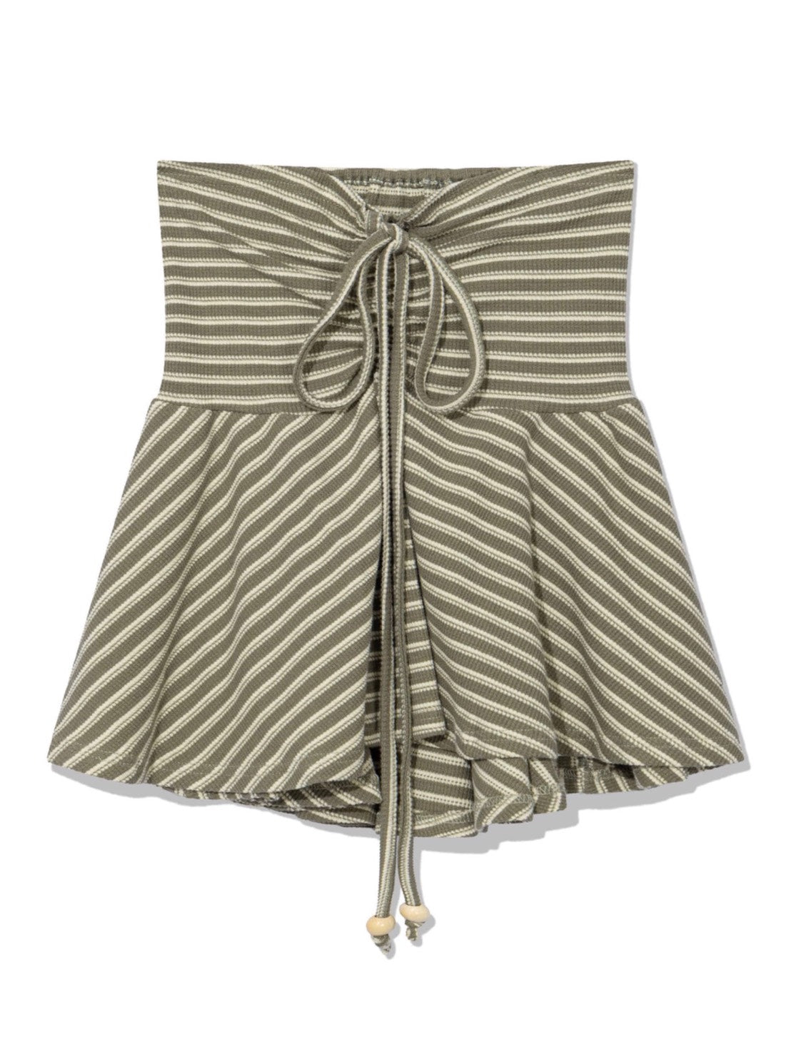 6/15 21:00発売【Uglyshadow】STRIPE SHIRRING FLARE TOP
