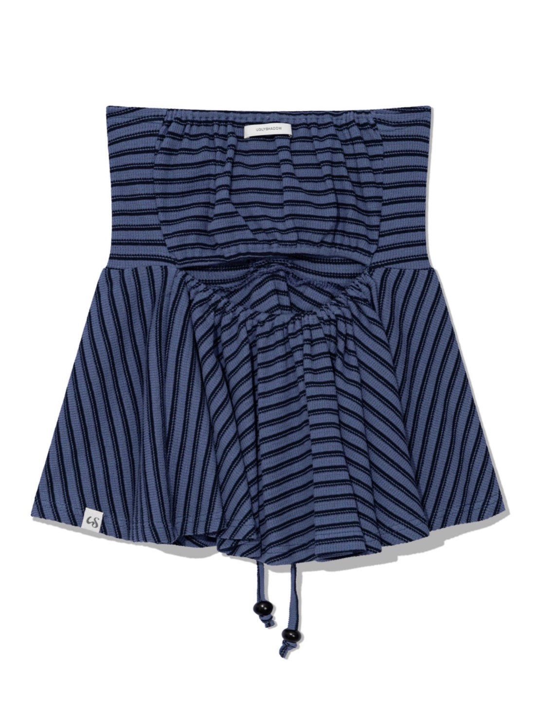 6/15 21:00発売【Uglyshadow】STRIPE SHIRRING FLARE TOP