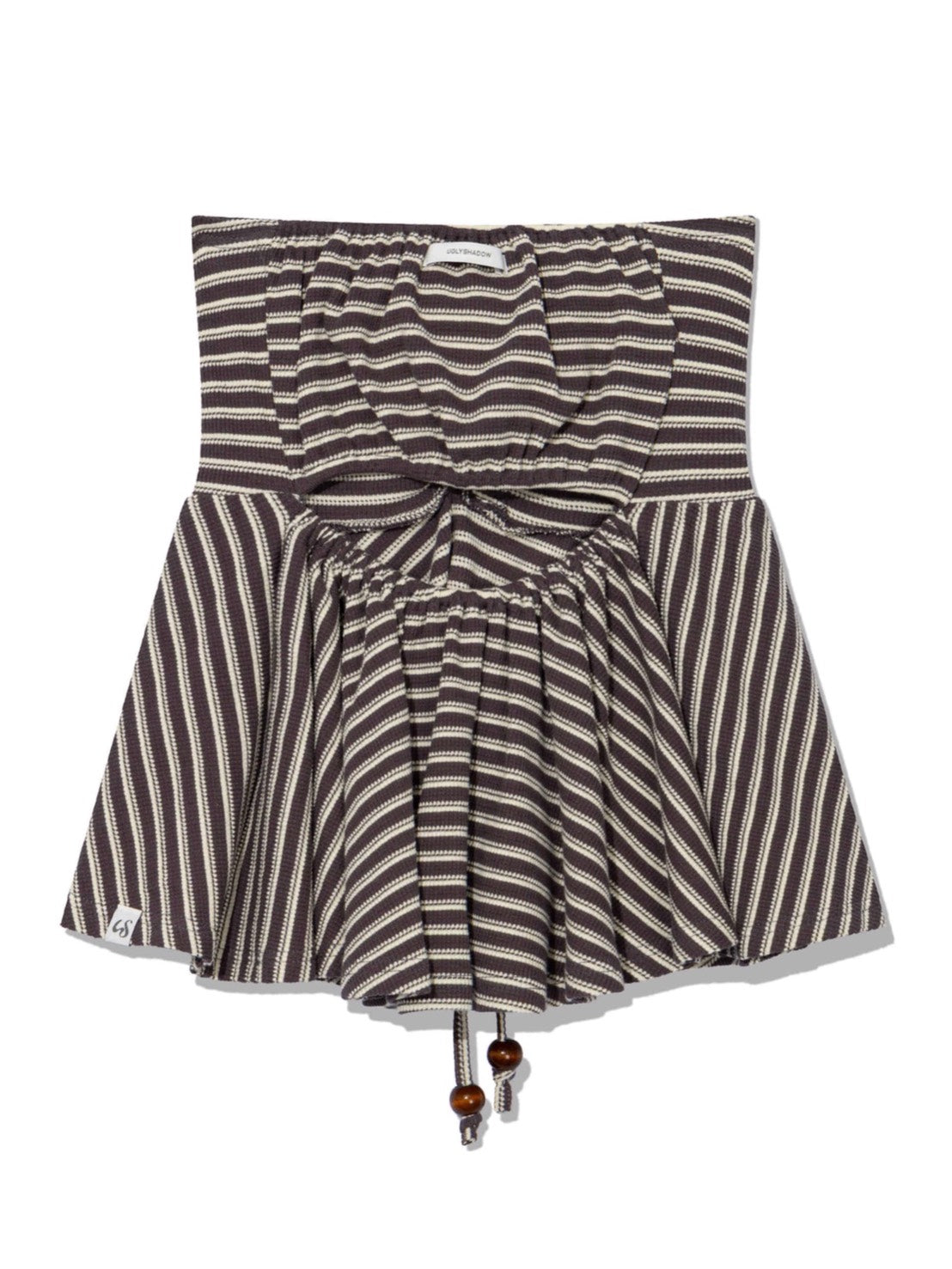 6/15 21:00発売【Uglyshadow】STRIPE SHIRRING FLARE TOP