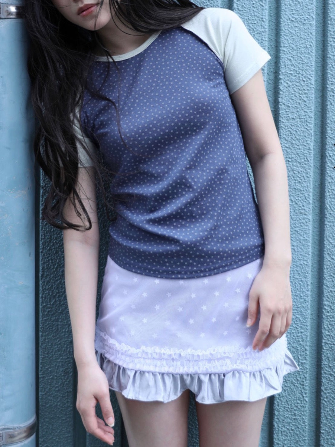 6/15 21:00発売【Uglyshadow】STAR CONTRAST RAGLAN T-SHIRT