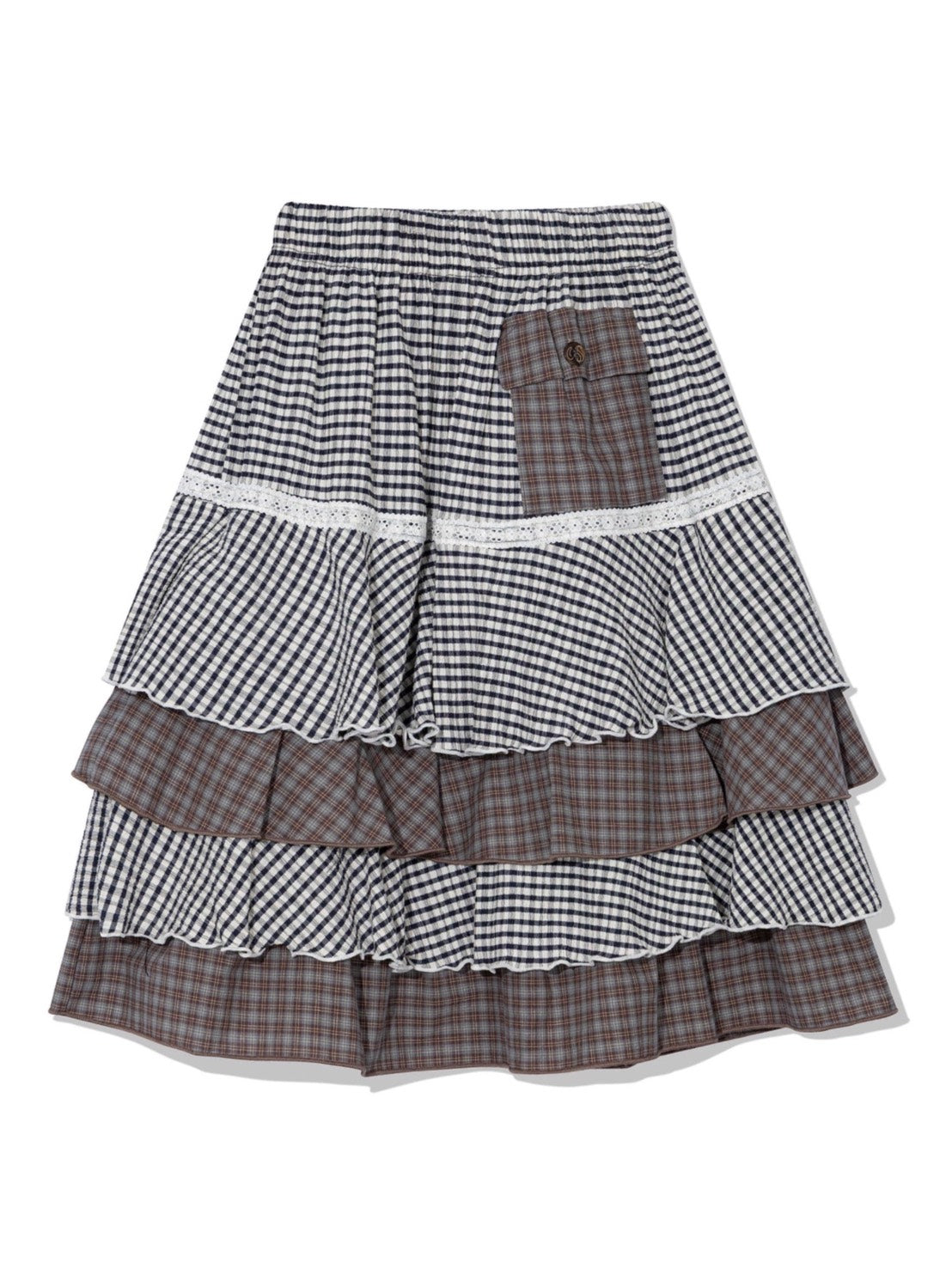 6/15 21:00発売【Uglyshadow】CANCAN CHECKERED MIX SKIRT