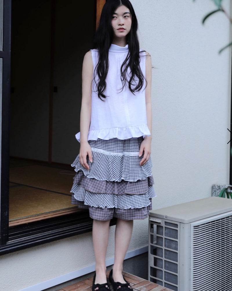 【Uglyshadow】CANCAN CHECKERED MIX SKIRT