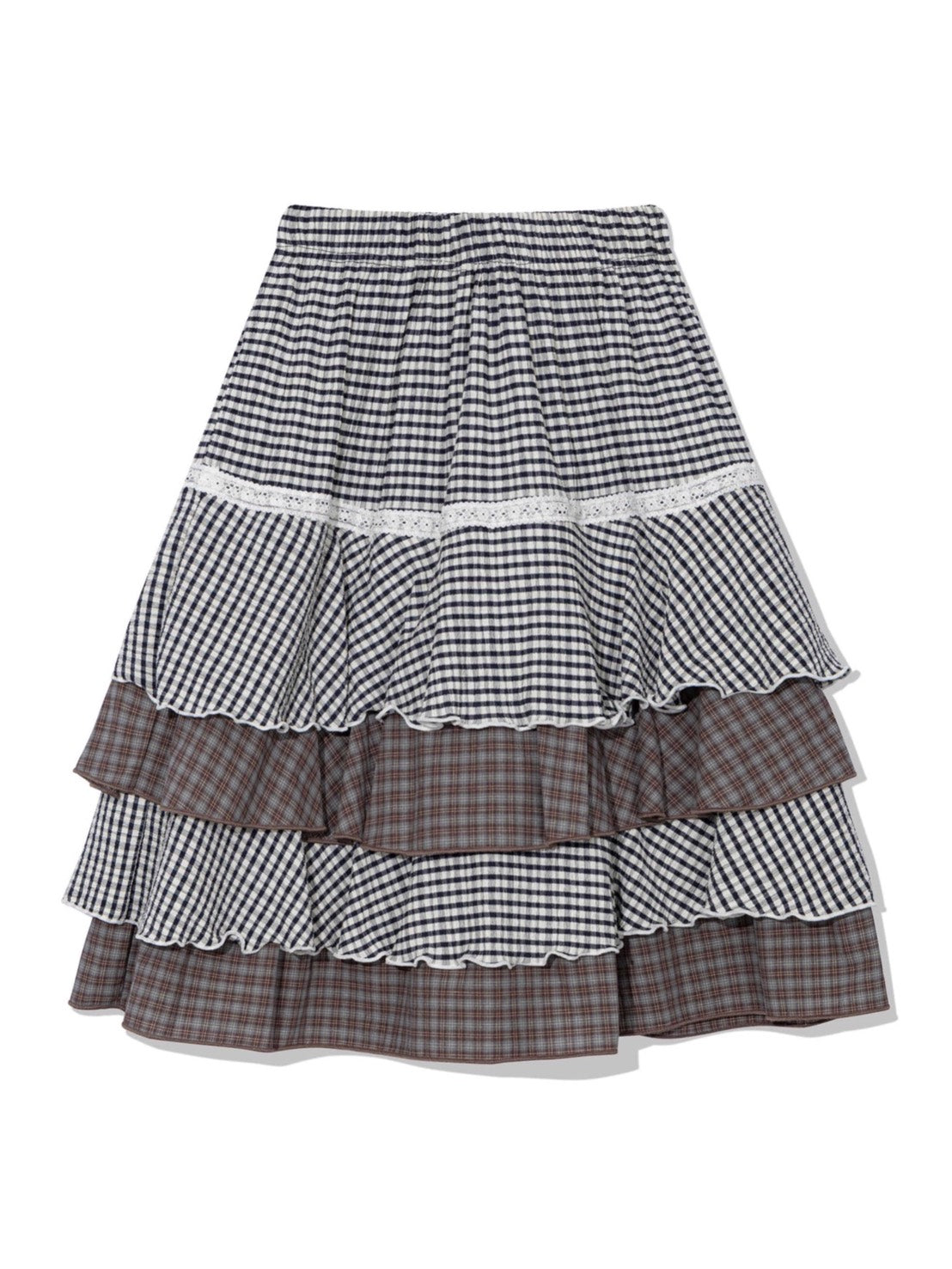 6/15 21:00発売【Uglyshadow】CANCAN CHECKERED MIX SKIRT