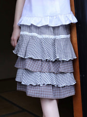 6/15 21:00発売【Uglyshadow】CANCAN CHECKERED MIX SKIRT