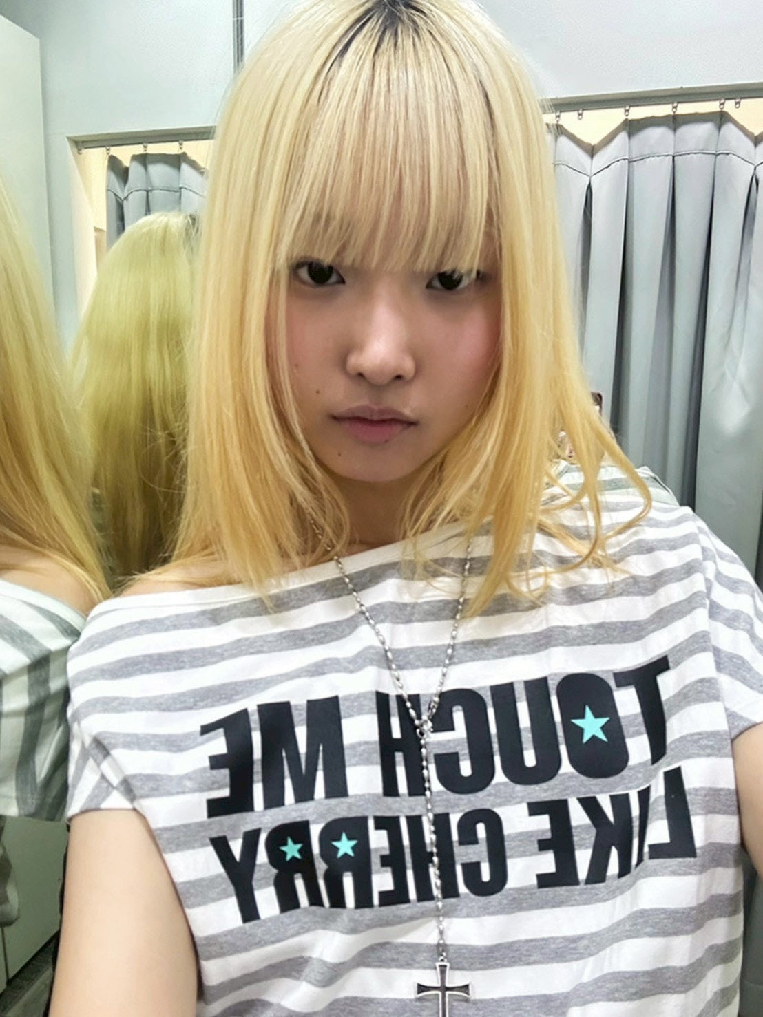 【runningHIGH】STRIPE ONE SHOULDER H/S TEE