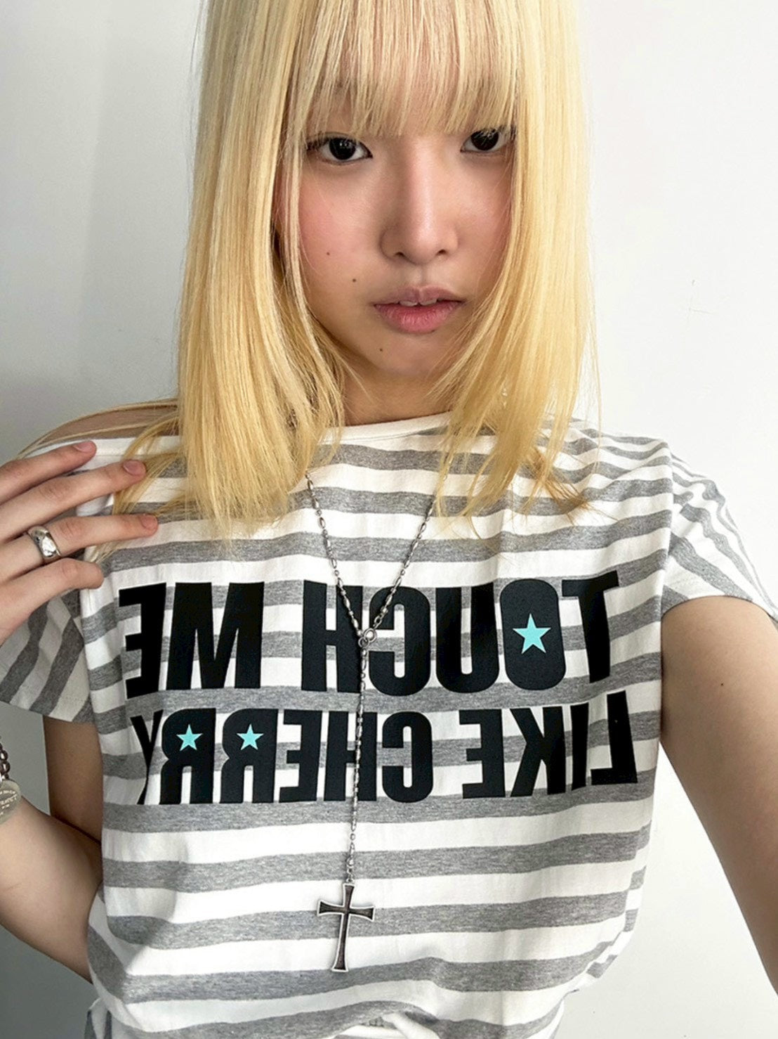 【runningHIGH】STRIPE ONE SHOULDER H/S TEE