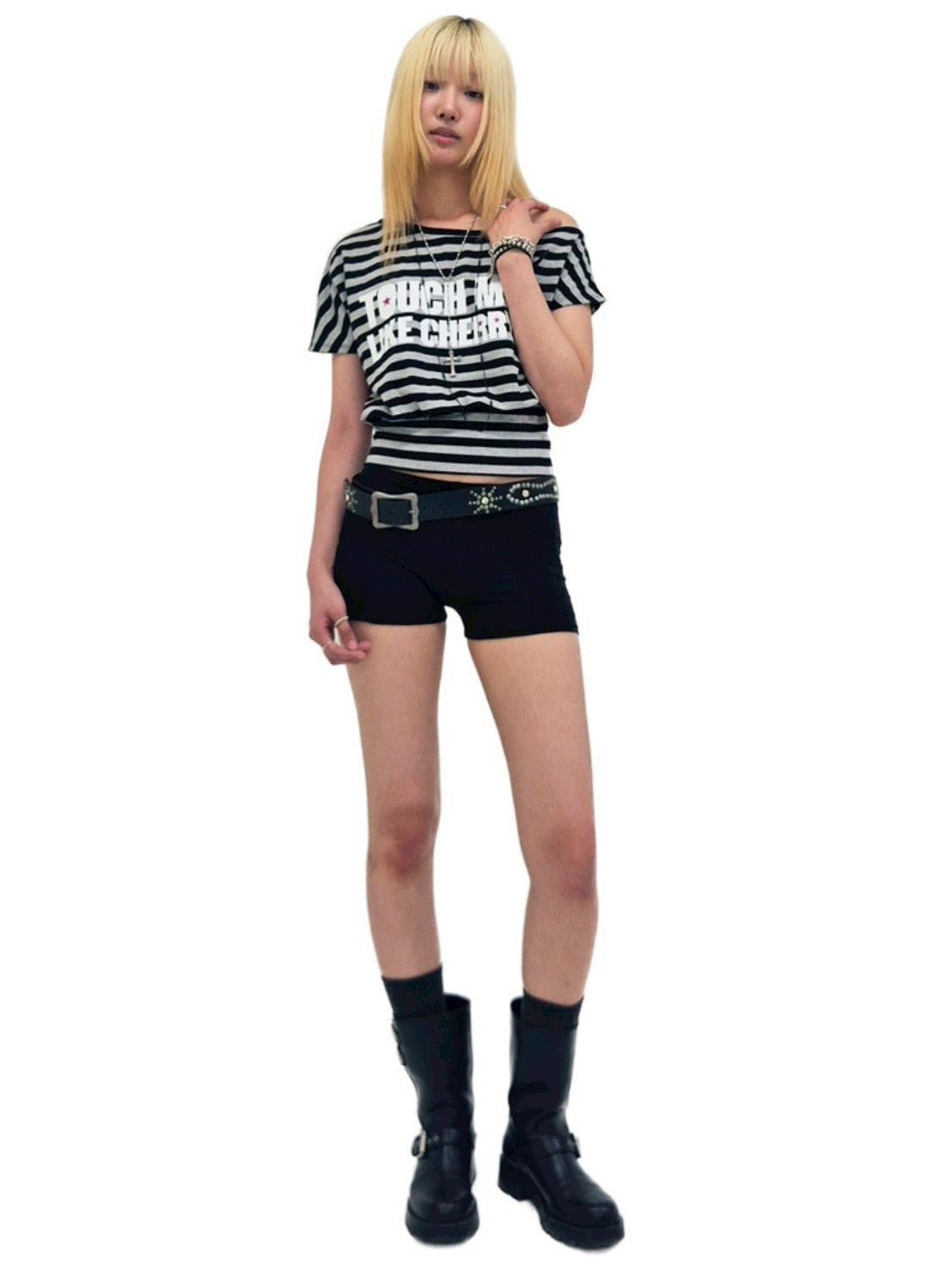 【runningHIGH】STRIPE ONE SHOULDER H/S TEE
