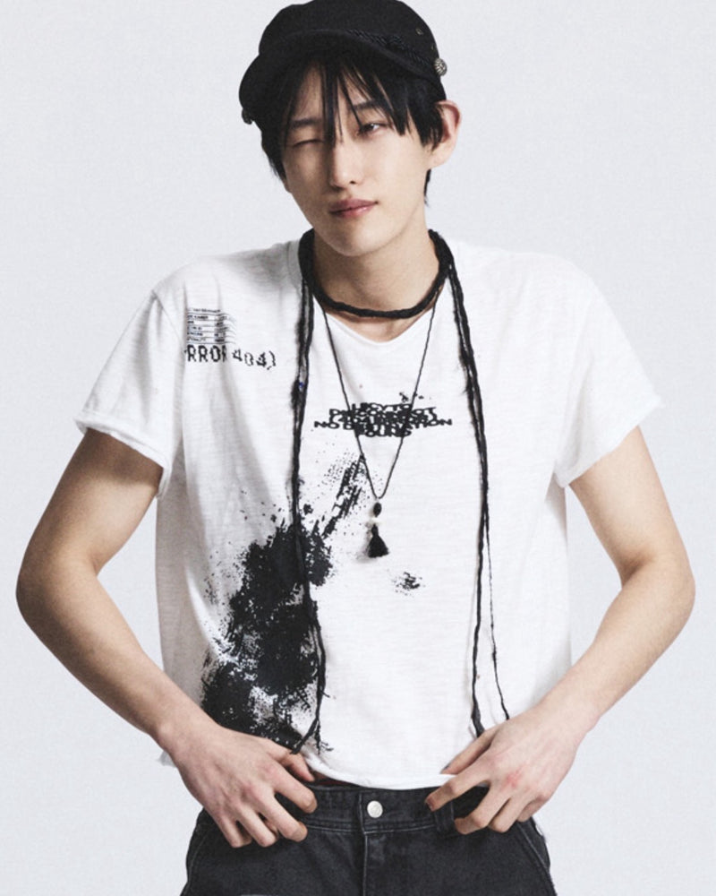 【LECYTO】Splatter Error Vintage T-Shirt