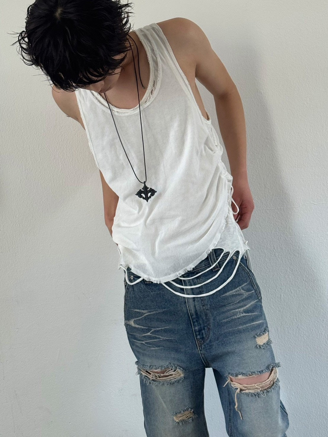 【LECYTO】Layered Shirring Sleeveless
