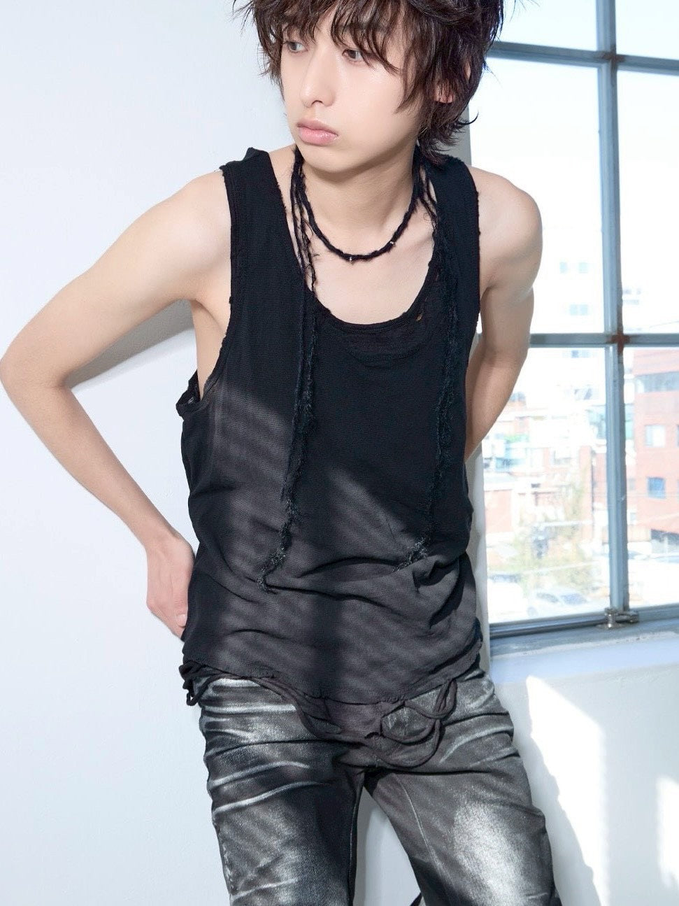 【LECYTO】Layered Shirring Sleeveless